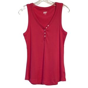 Lands’ End NWOT Hot pink Rib Henley Tank top, size medium